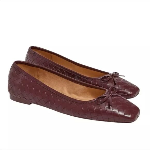 J. Crew Shoes - J Crew Woven square-toe ballet flats Womens Size 10 Burgundy